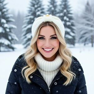 Beautiful light Ivory handmade Knit Headband with Gold Accent. New Model picture